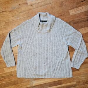 Peruvian Connection Alpaca Blend Cowl Neck Sweater Cream Beige Rib Knit Womens L